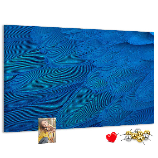 Tableau de liège Plumes bleues aux détails délicats