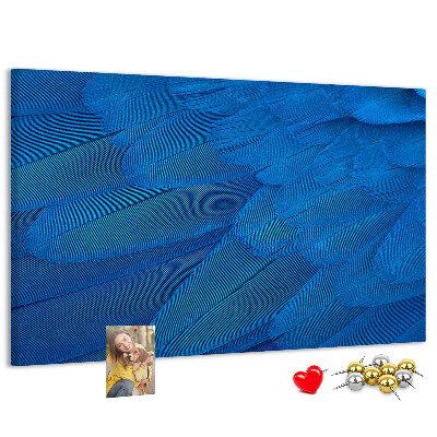Tableau de liège Plumes bleues aux détails délicats