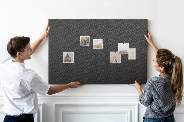 Tableau en liège Texture noire avec un délicat motif à carreaux