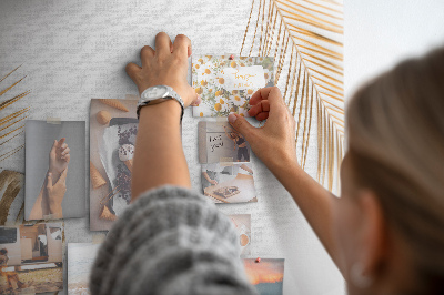 Tableau en liège Feuilles dorées sur fond blanc