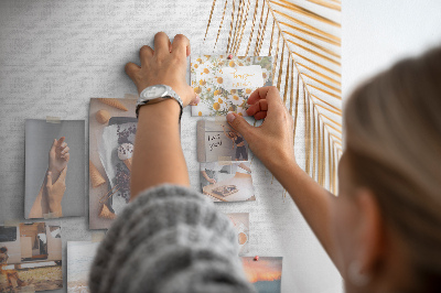Tableau en liège Feuilles dorées sur fond blanc