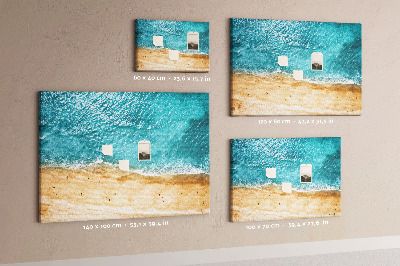 Tableau affichage liège Plage avec vagues et empreintes de pas