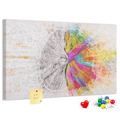 Tableau de liège Un cerveau en couleurs avec un fond créatif