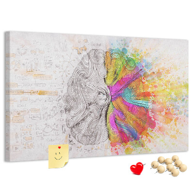 Tableau de liège Un cerveau en couleurs avec un fond créatif