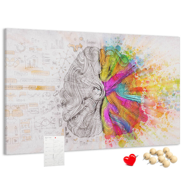 Tableau de liège Un cerveau en couleurs avec un fond créatif