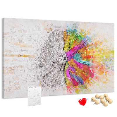 Tableau de liège Un cerveau en couleurs avec un fond créatif