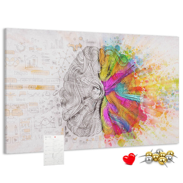 Tableau de liège Un cerveau en couleurs avec un fond créatif