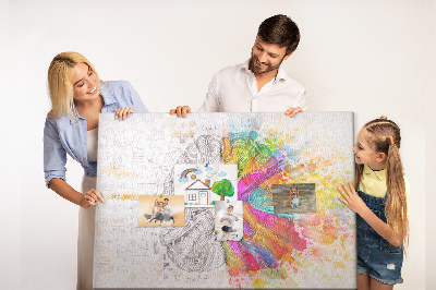 Tableau de liège Un cerveau en couleurs avec un fond créatif