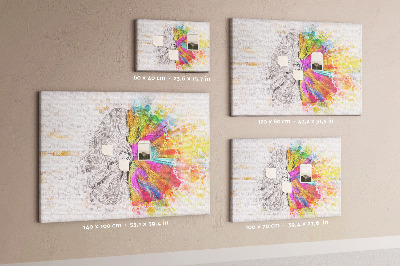 Tableau de liège Un cerveau en couleurs avec un fond créatif