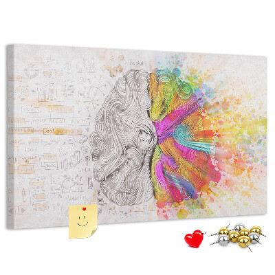 Tableau de liège Un cerveau en couleurs avec un fond créatif
