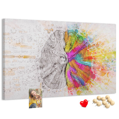 Tableau de liège Un cerveau en couleurs avec un fond créatif