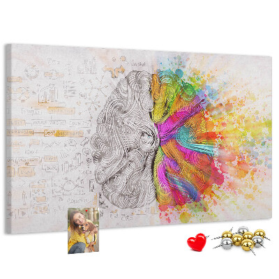 Tableau de liège Un cerveau en couleurs avec un fond créatif