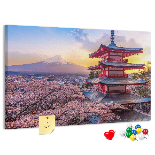 Tableau affichage liège Paysage printanier avec le mont Fuji