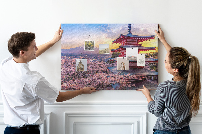 Tableau affichage liège Paysage printanier avec le mont Fuji