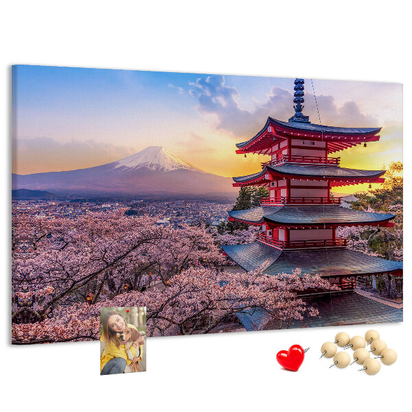 Tableau affichage liège Paysage printanier avec le mont Fuji
