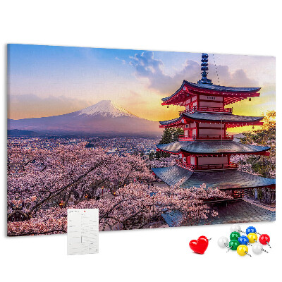 Tableau affichage liège Paysage printanier avec le mont Fuji