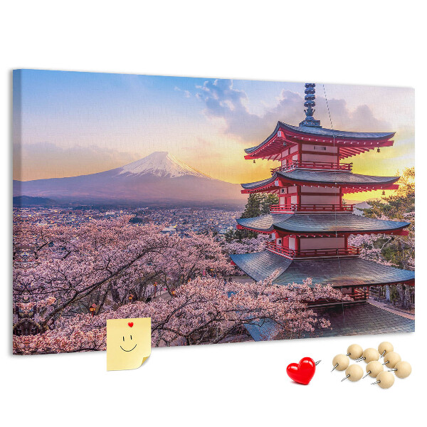 Tableau affichage liège Paysage printanier avec le mont Fuji
