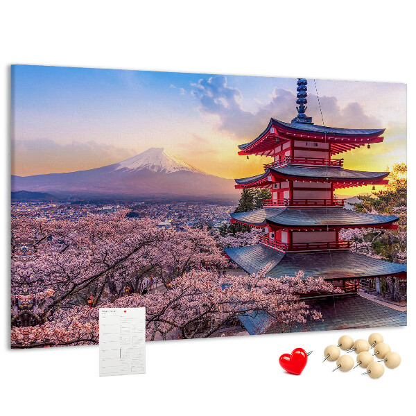 Tableau affichage liège Paysage printanier avec le mont Fuji