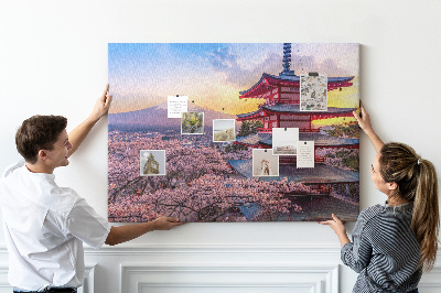 Tableau affichage liège Paysage printanier avec le mont Fuji