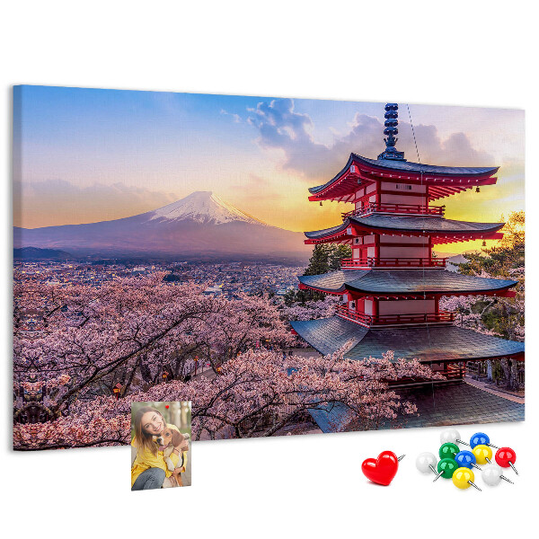 Tableau affichage liège Paysage printanier avec le mont Fuji