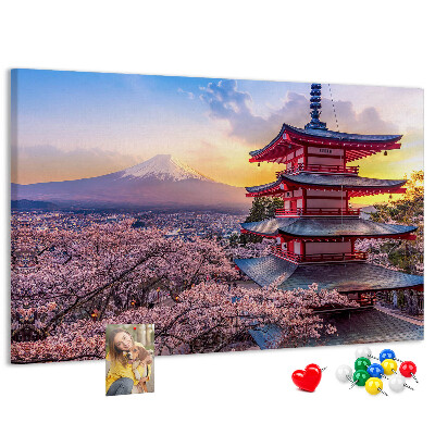 Tableau affichage liège Paysage printanier avec le mont Fuji