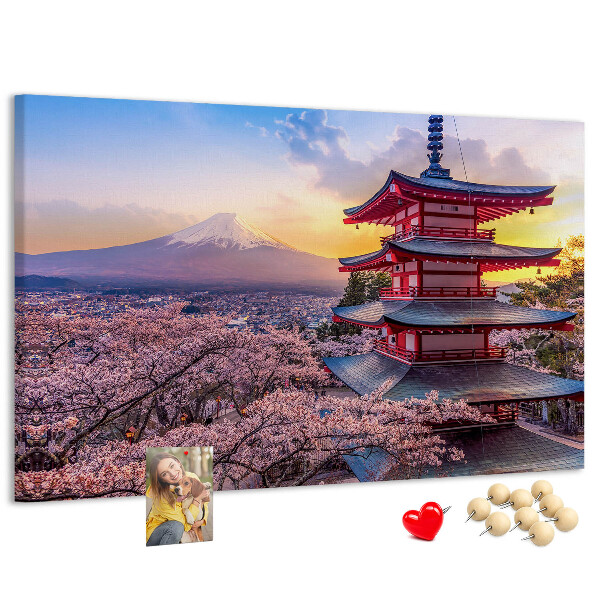 Tableau affichage liège Paysage printanier avec le mont Fuji