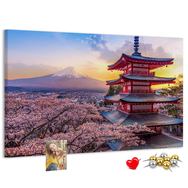 Tableau affichage liège Paysage printanier avec le mont Fuji