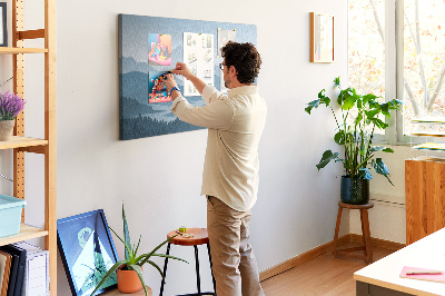 Tableau affichage liège Paysage de montagne aux nuances de bleu