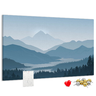 Tableau affichage liège Paysage de montagne aux nuances de bleu