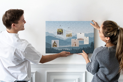 Tableau affichage liège Paysage de montagne aux nuances de bleu