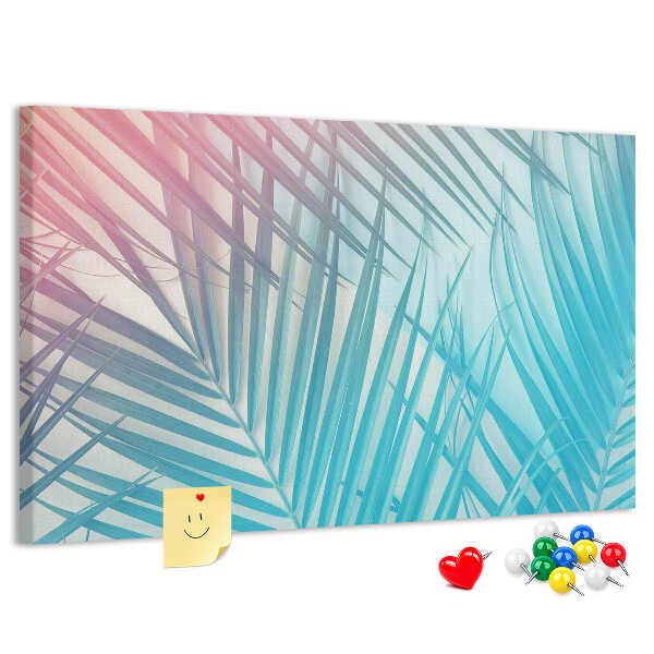 Tableau en liège Feuilles tropicales sur fond pastel