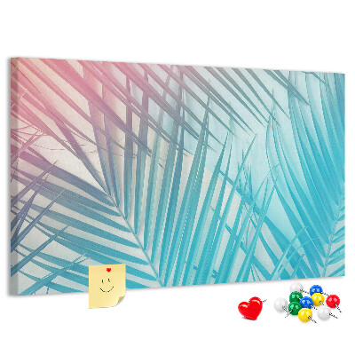 Tableau en liège Feuilles tropicales sur fond pastel