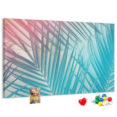 Tableau en liège Feuilles tropicales sur fond pastel