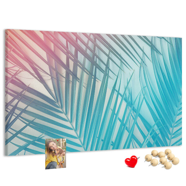 Tableau en liège Feuilles tropicales sur fond pastel