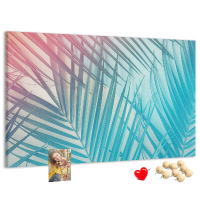 Tableau en liège Feuilles tropicales sur fond pastel