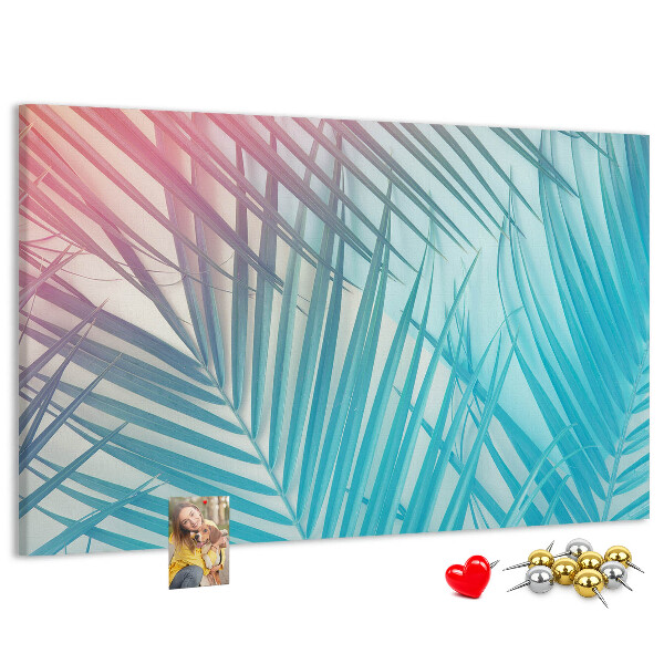 Tableau en liège Feuilles tropicales sur fond pastel