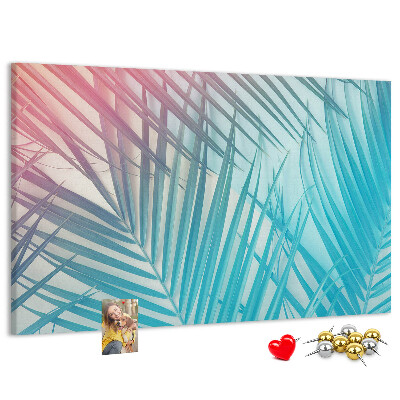 Tableau en liège Feuilles tropicales sur fond pastel
