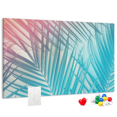 Tableau en liège Feuilles tropicales sur fond pastel
