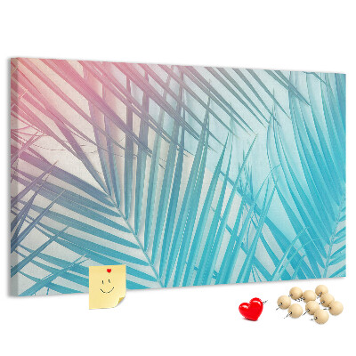 Tableau en liège Feuilles tropicales sur fond pastel