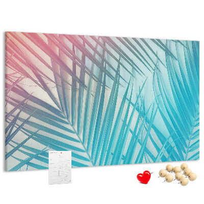 Tableau en liège Feuilles tropicales sur fond pastel