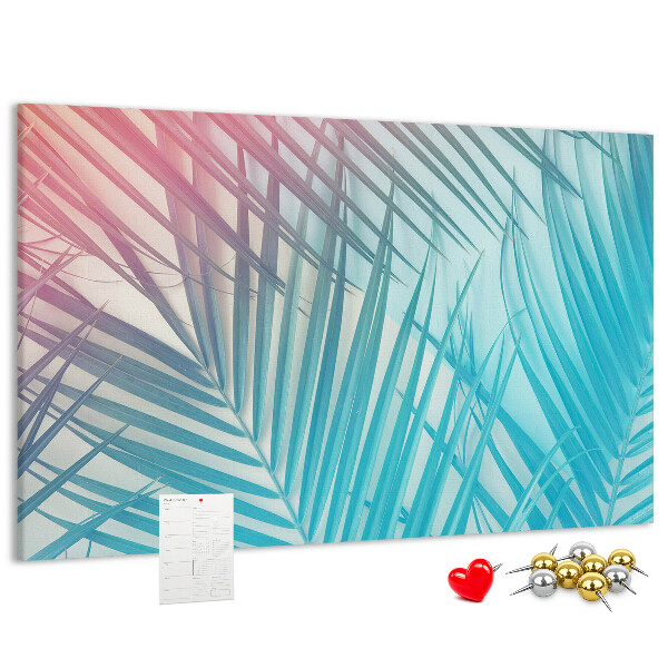 Tableau en liège Feuilles tropicales sur fond pastel
