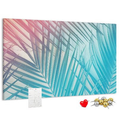 Tableau en liège Feuilles tropicales sur fond pastel