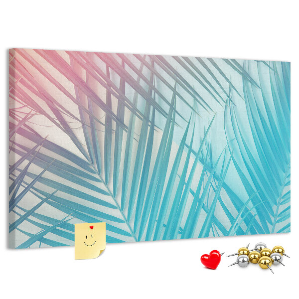 Tableau en liège Feuilles tropicales sur fond pastel