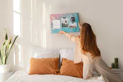 Tableau en liège Feuilles tropicales sur fond pastel