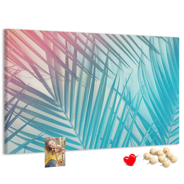 Tableau en liège Feuilles tropicales sur fond pastel
