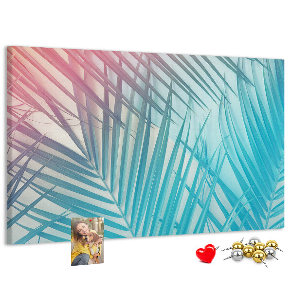 Tableau en liège Feuilles tropicales sur fond pastel