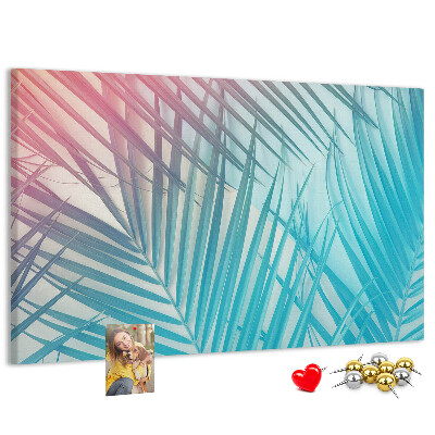 Tableau en liège Feuilles tropicales sur fond pastel