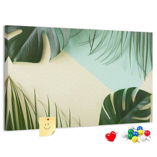 Tableau affichage liège Feuilles tropicales sur fond pastel