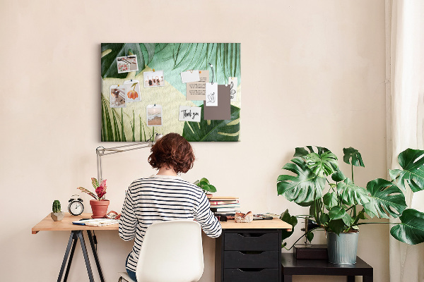 Tableau affichage liège Feuilles tropicales sur fond pastel