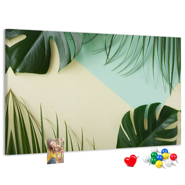 Tableau affichage liège Feuilles tropicales sur fond pastel